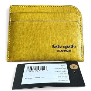 NWT Kate Spade “Tiger’s Eye” Yellow Saffiano Card Holder Gift Ready ✨